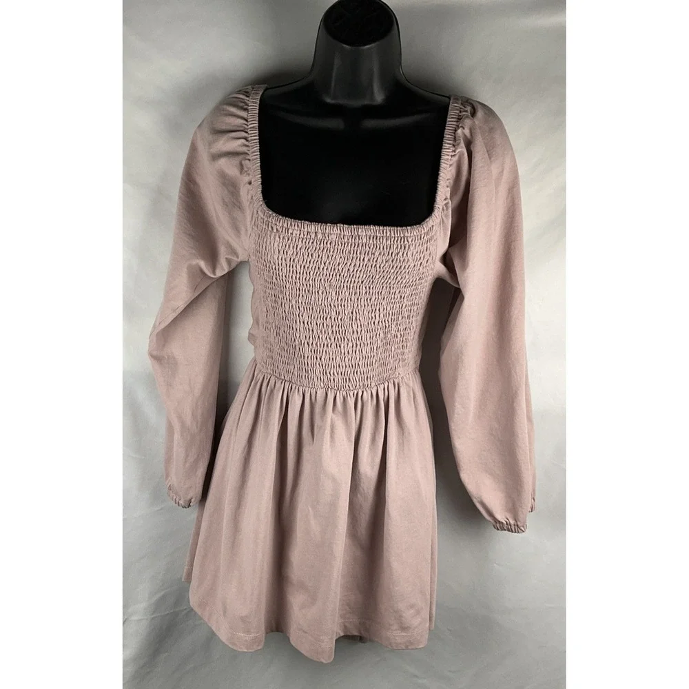 Free People Beach Womens Small Pink Colette Convertible Smocked Mini Dress Party